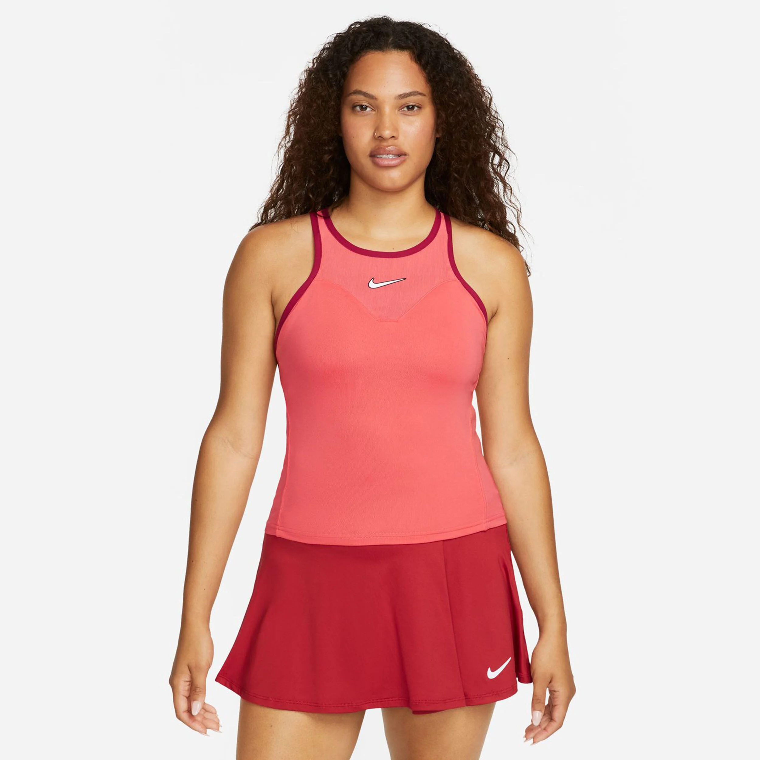 Nike Dri-Fit Court Slam Solid Débardeur Tank Top Femmes - Corail , Rouge Foncé