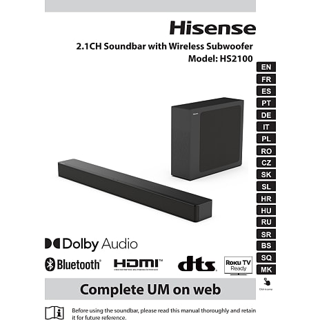 Hisense HS2100 2.1 Soundbar med subwoofer
