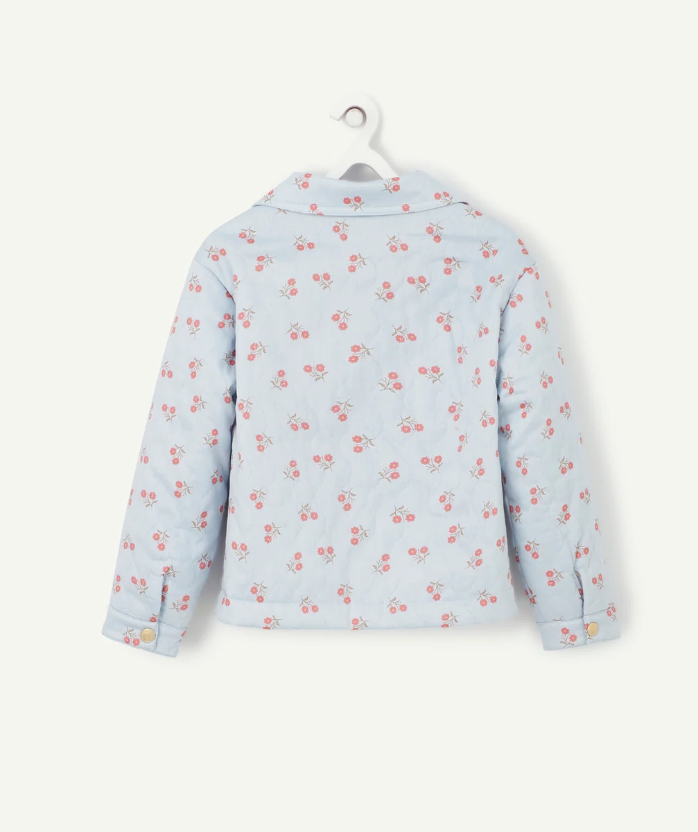 VESTE FILLE EN REMBOURRAGE RECYCLÉ BLEUE AVEC IMPRIMÉ