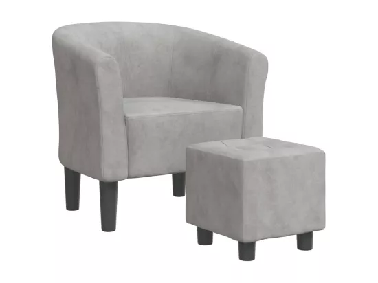 Chaise cabriolet avec repose-pied gris clair velours