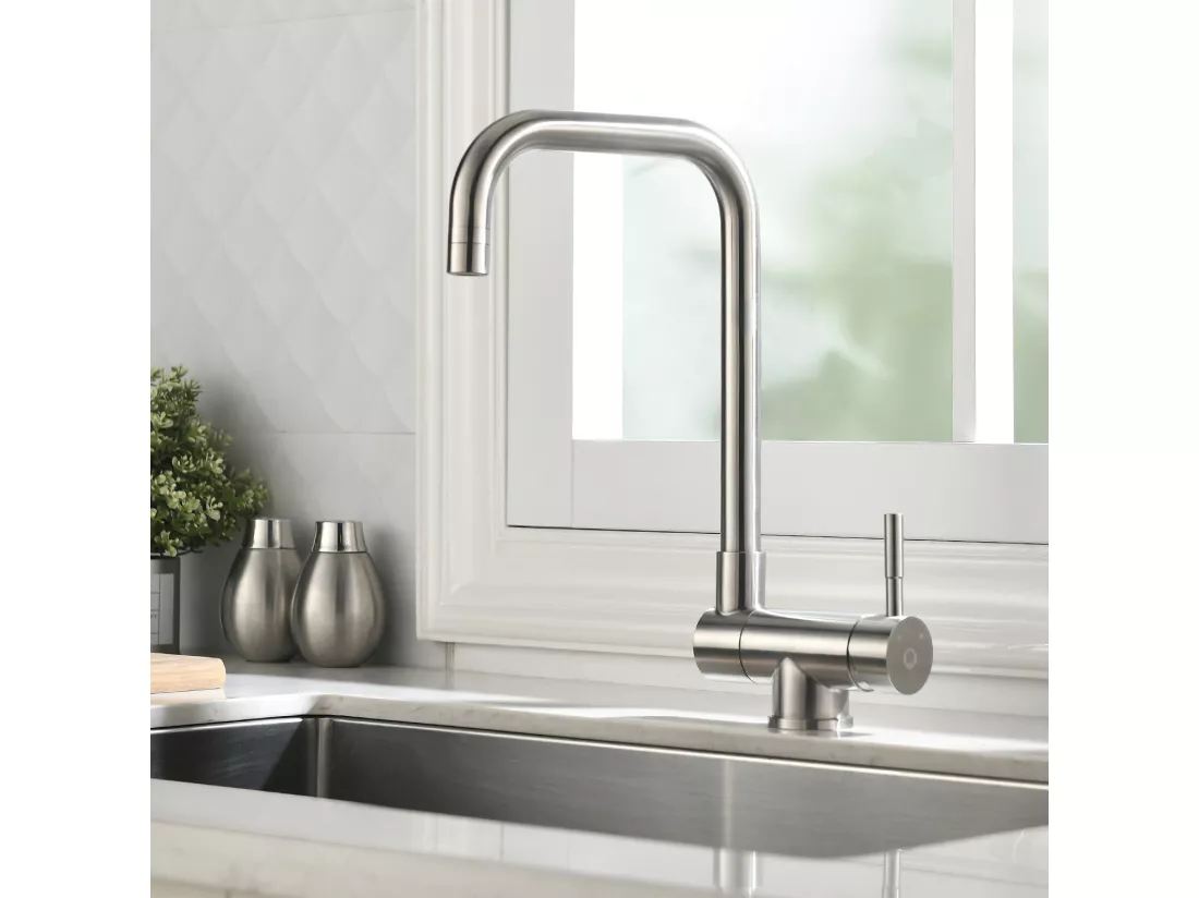 Cecipa max Robinet de Cuisine Rabattable 2 Jets aux Choix, Mitigeur Evier Repliable en Inox devant Fenêtre, Robinet Évier Pivotant à 360º,EU Modèle