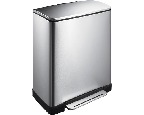 EKO E-Cube pedaalemmer, 2 compartimenten, 28 liter, 18 liter, roestvrij staal mat