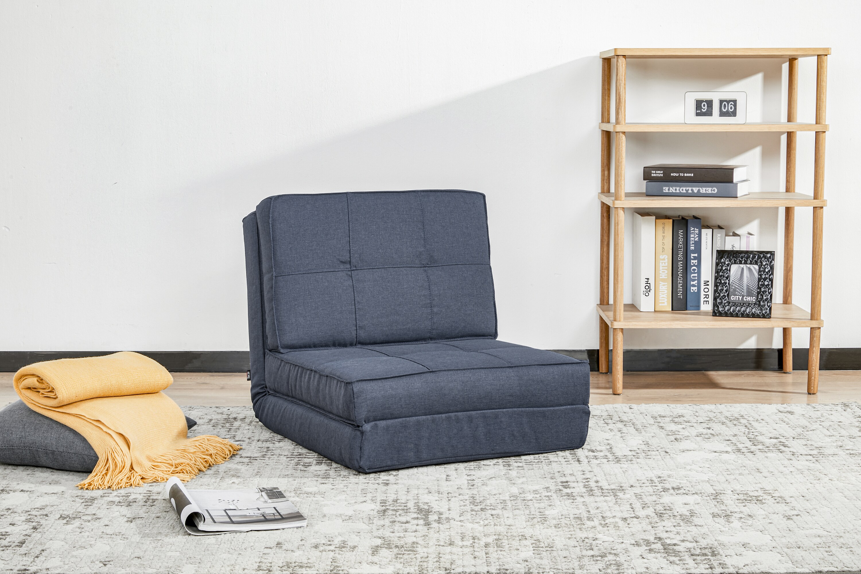 HOMCOM Bodensofa mit Sitzkissen blau 61L x 73B x 58H cm