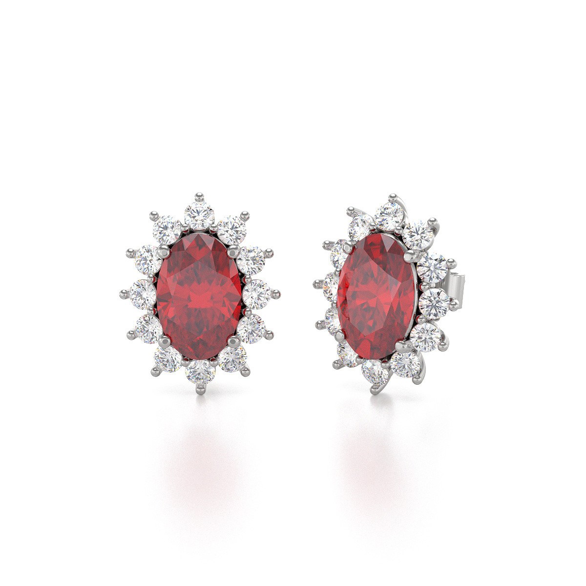 Boucles d'oreilles ADEN Marquise Rubis et Diamants sur Argent 925 1.4grs