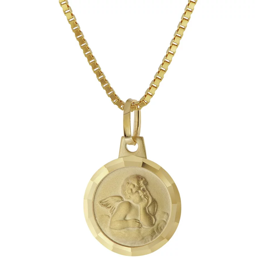 trendor Anhänger für Kinder Gold 333  8K Engel + Vergoldete Silberkette gold