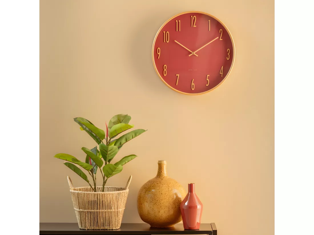 Horloge murale en bois D40cm Rouge Present Time