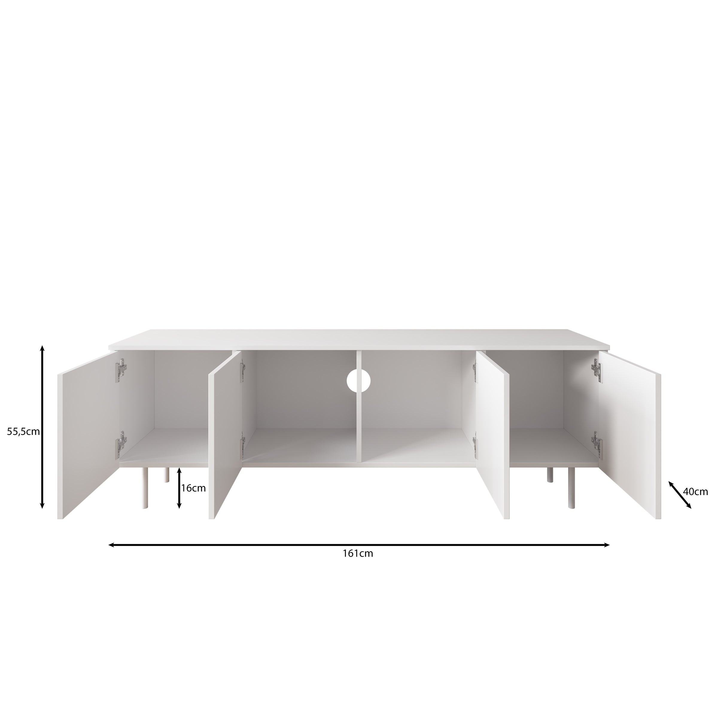 Meubella - Hilo - TV-Meubel - Wit - 161x40x56 cm