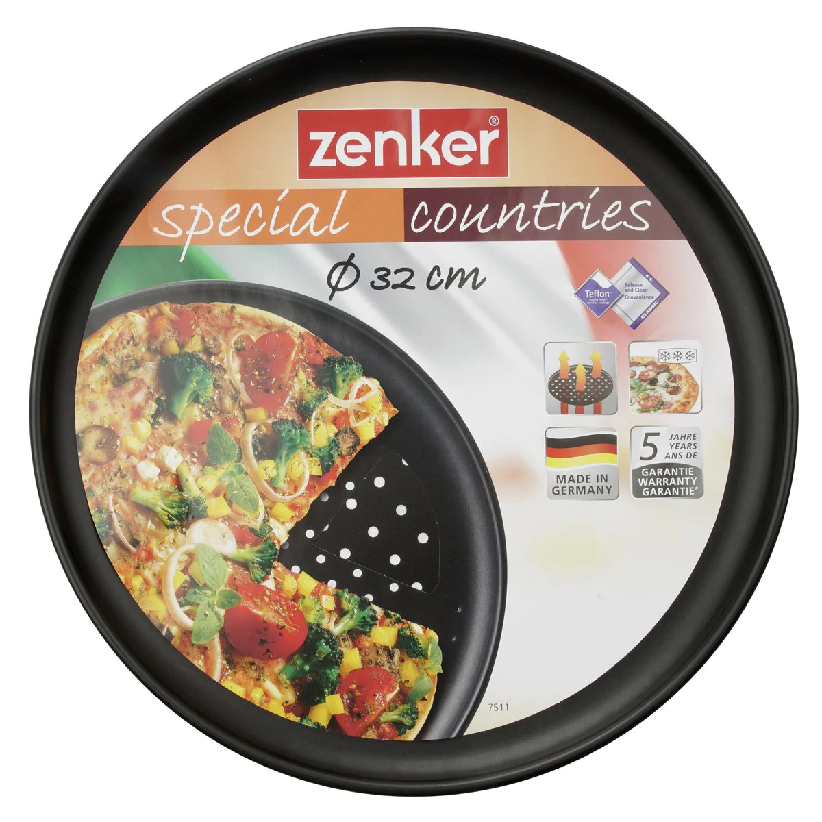 Plaque à pizza à fond perforé 32 cm Spécial Countries Zenker