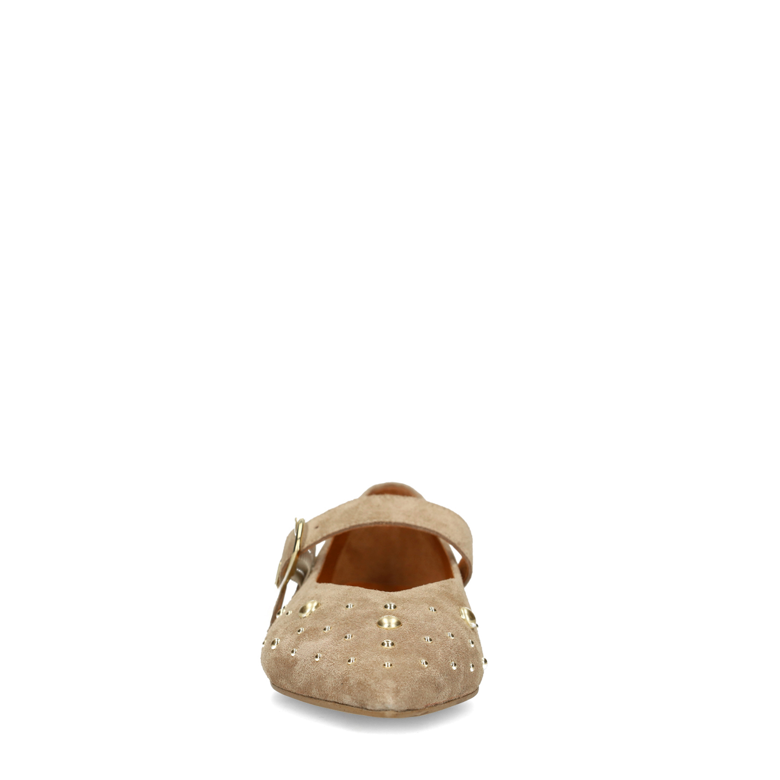 Beige suède loafers met studs