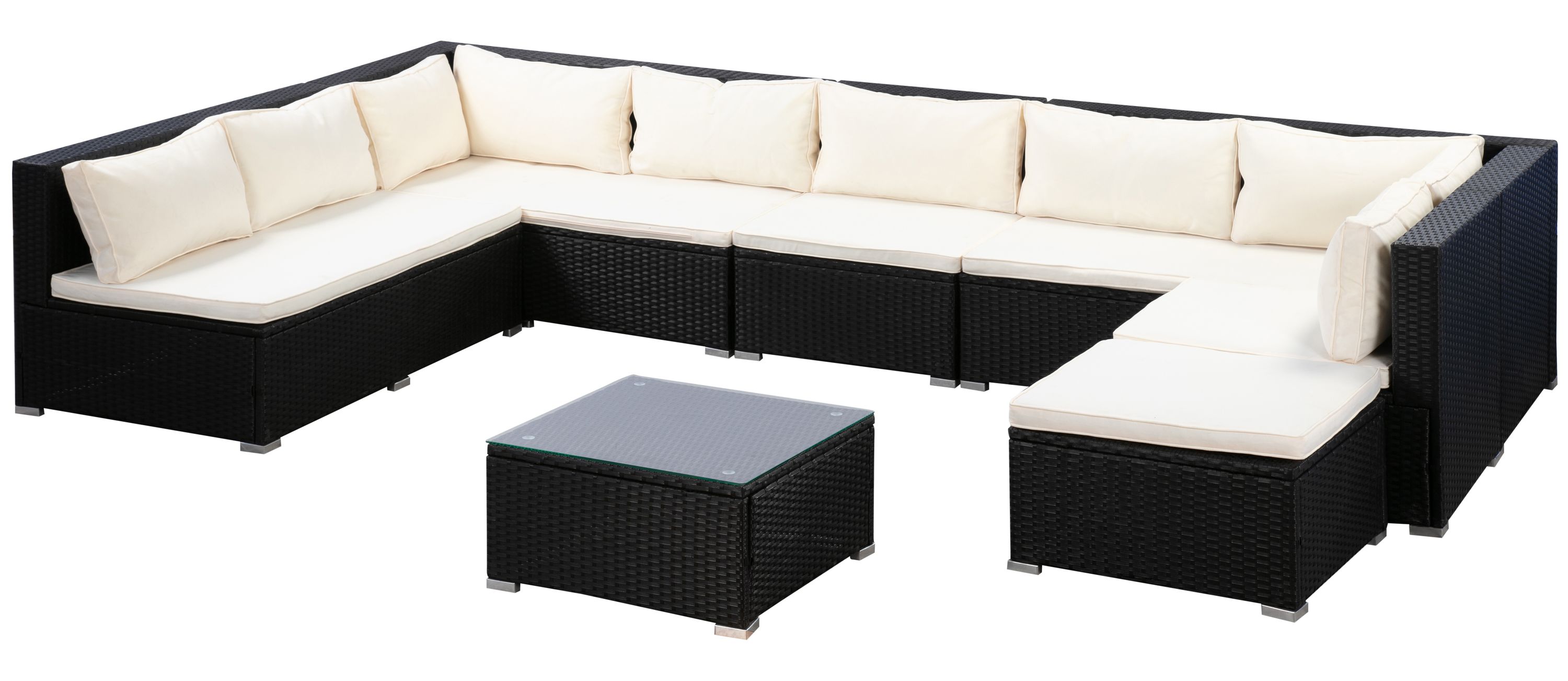 Rattanlounge COLOMBO schwarz/weiss