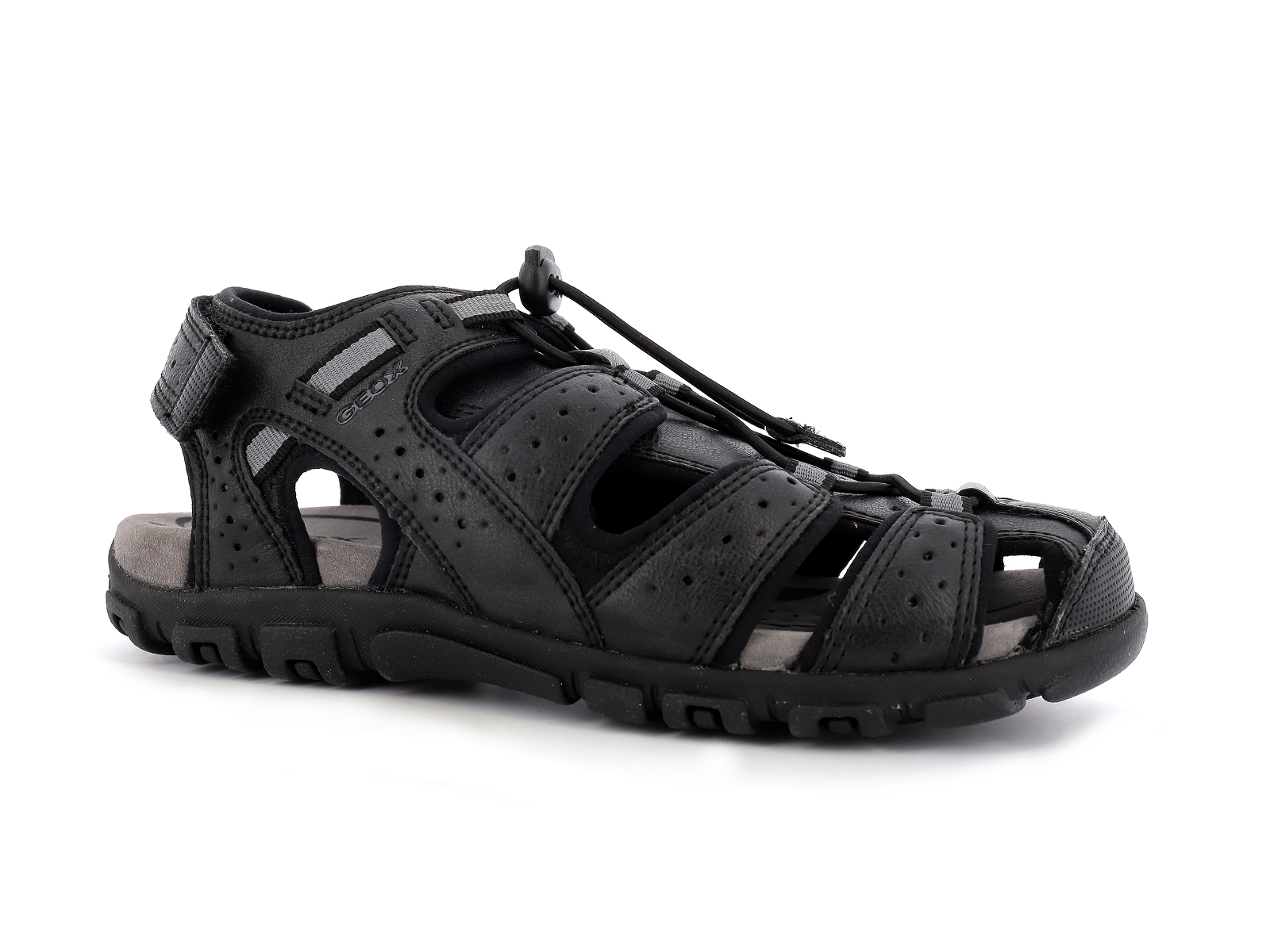 Geox-U SANDAL STRADA-U6224B Matières combinées Noir