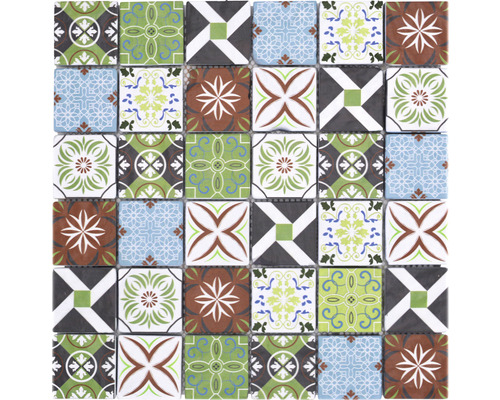 Glasmozaïek XCM 8RMC49 30x30 cm Wit/Bruin/Blauw