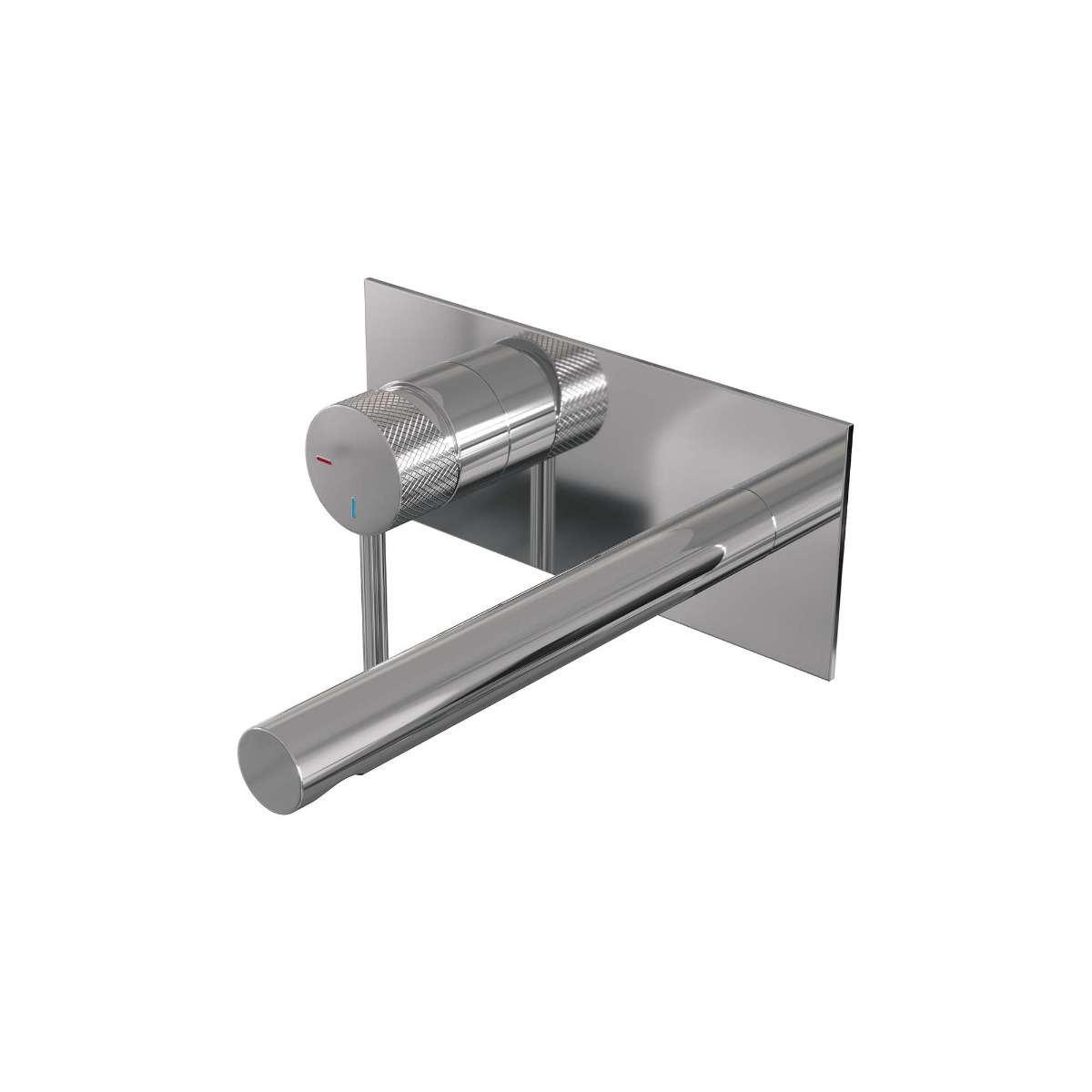 Brauer Chrome Carving inbouw wastafelkraan plaat met rechte uitloop, lange handgreep en ColdStart chroom links