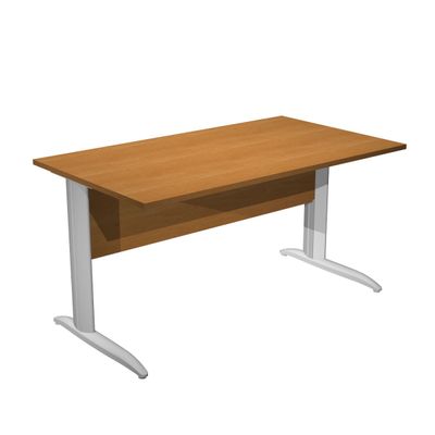 Bureau droit Trend - L140 - Pieds métal en L - plateau imitation noyer clair - pied métal alu