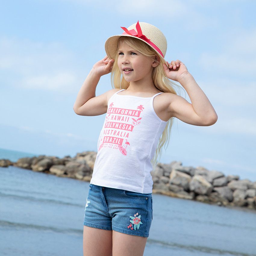 Débardeur en jersey print fantaisie pour fille - Blanc