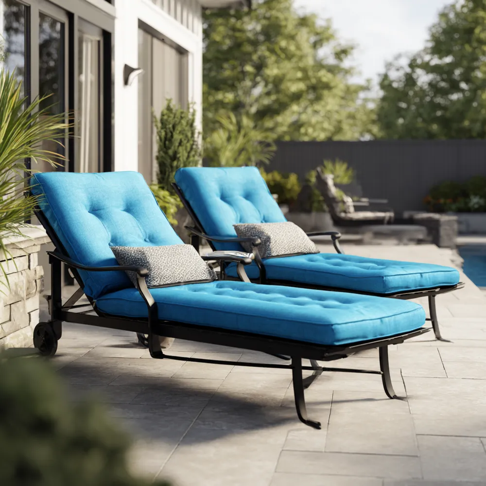 Verstellbare Gartenliege Metallrahmen 200x70x35 cm – Blau