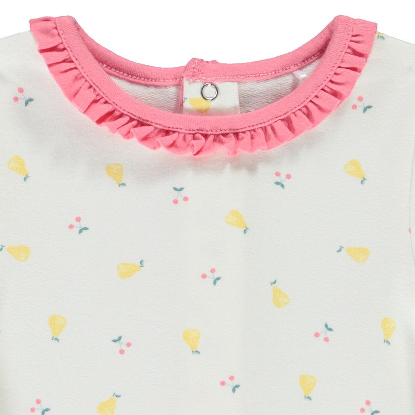 Combinaison longue imprimé poires/cerises pour bébé fille - Ecru