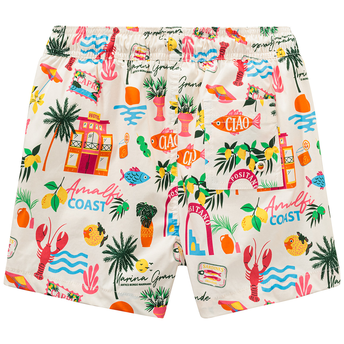 Jonas Nielsen Jungen Badeshorts mit Allover-Muster weiss / bunt