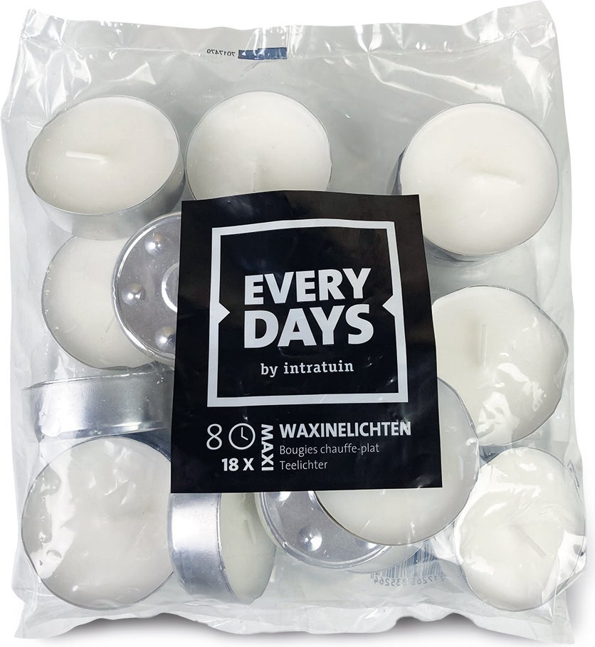 Everydays waxinelichten wit8 uur 18 stuks