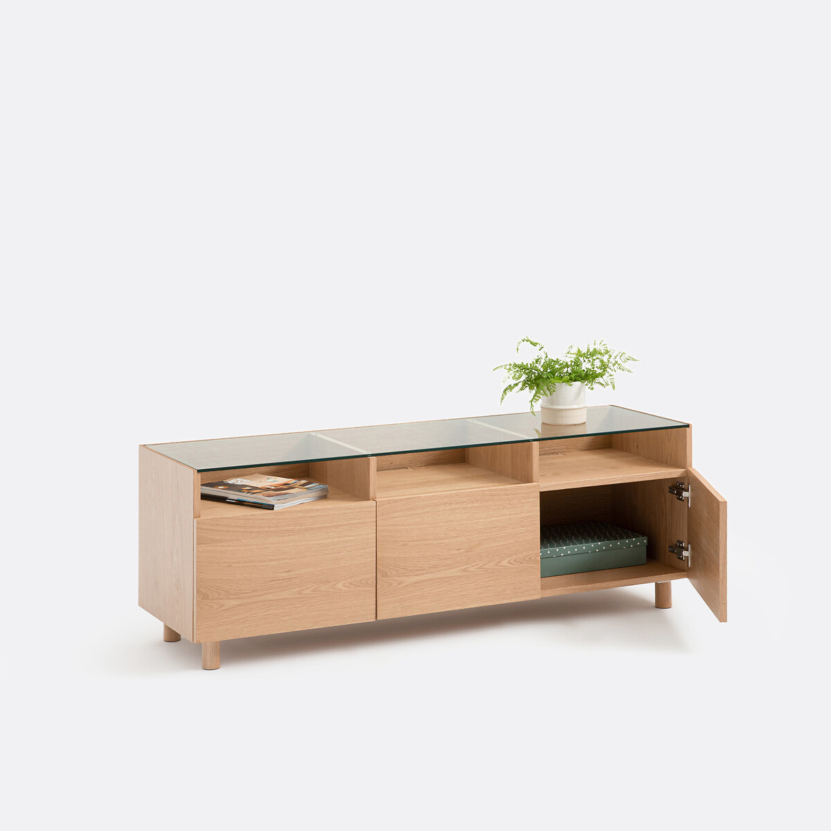 LA REDOUTE INTERIORS<br>Móveis para TV em carvalho folheado e vidro Walor