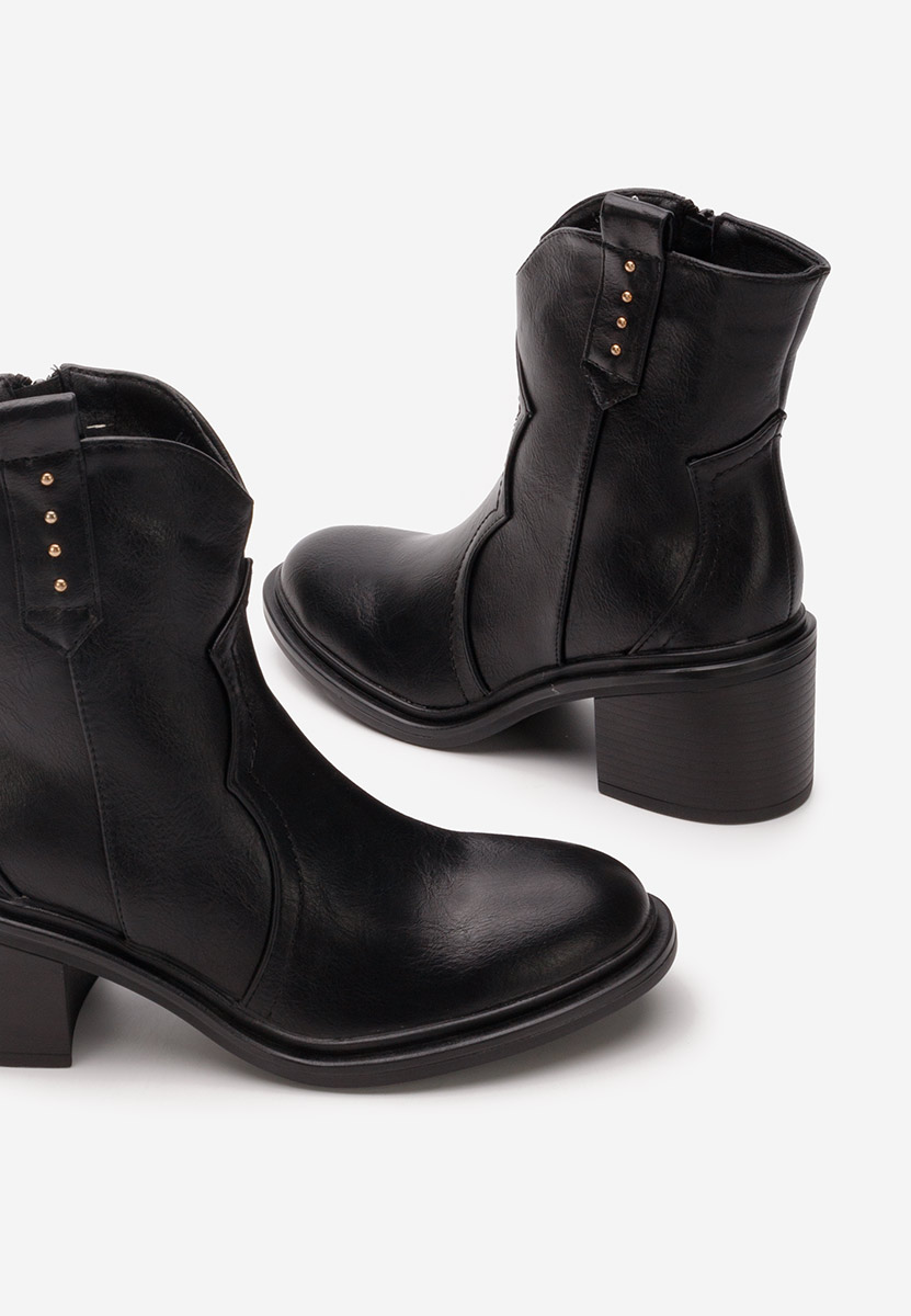 Bottines à gros talon noires Katyana