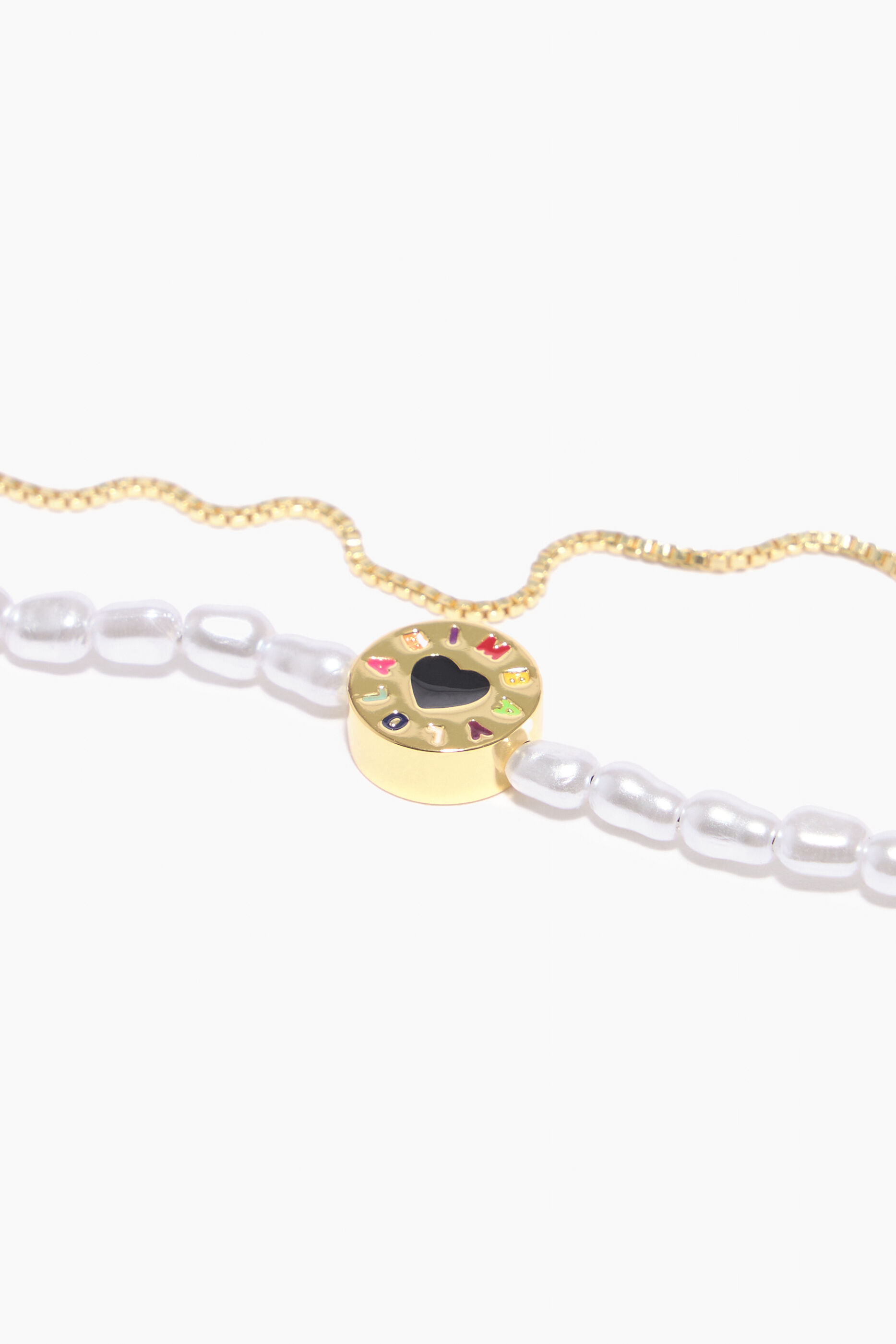 Pulseira dupla de pérolas douradas
