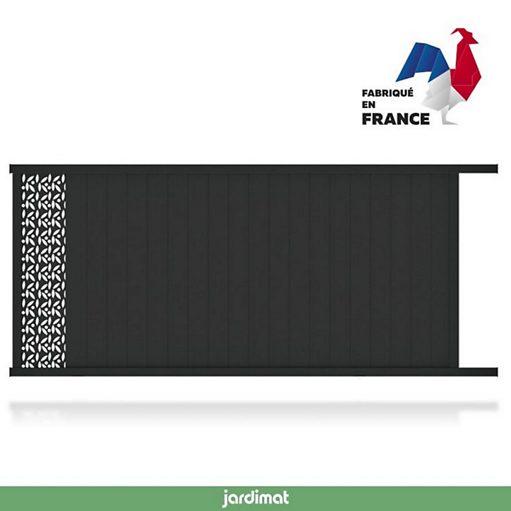 Portail Jardimat coulissant aluminium Olivier noir 2100 - 350 x h.169 cm