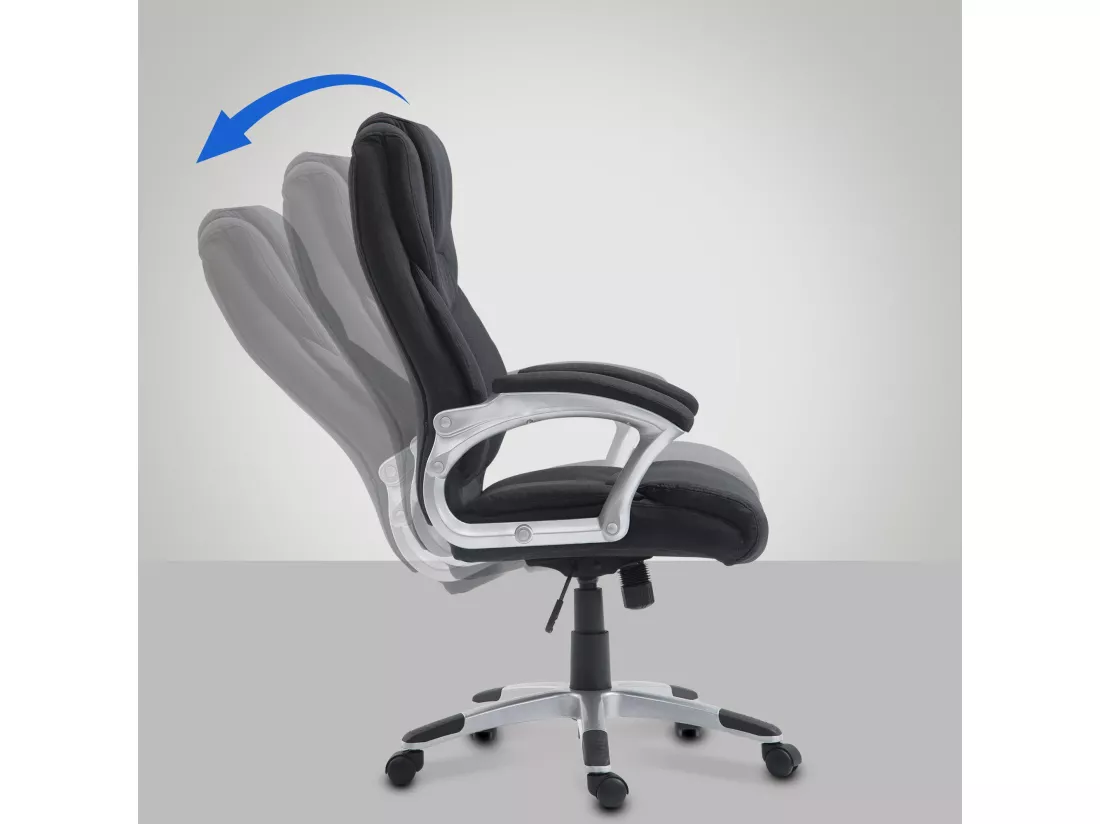 Chaise de bureau - Tissu & Plastique - Noir - Texas V2