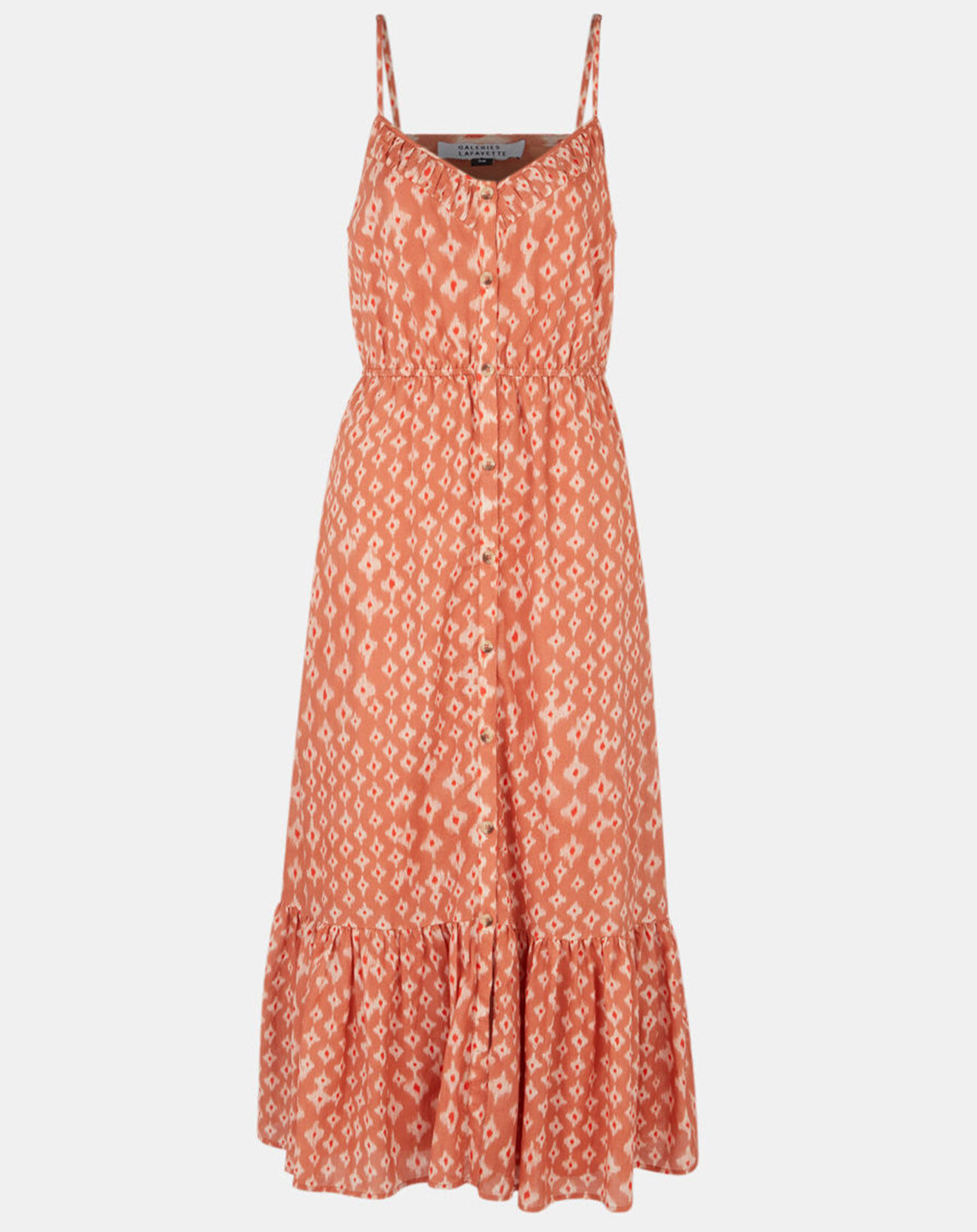 Galeries Lafayette Robe longue et fluide imprimé orange