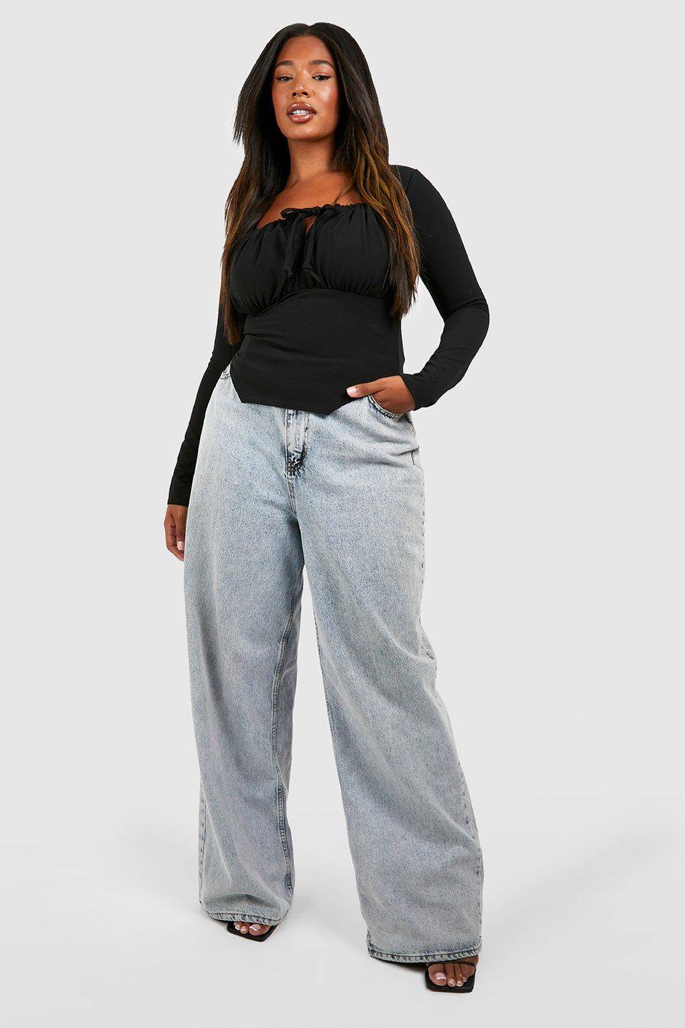 boohoo Plus Haut Corset Grande Taille à Lacets à l'Avant et Manches Longues