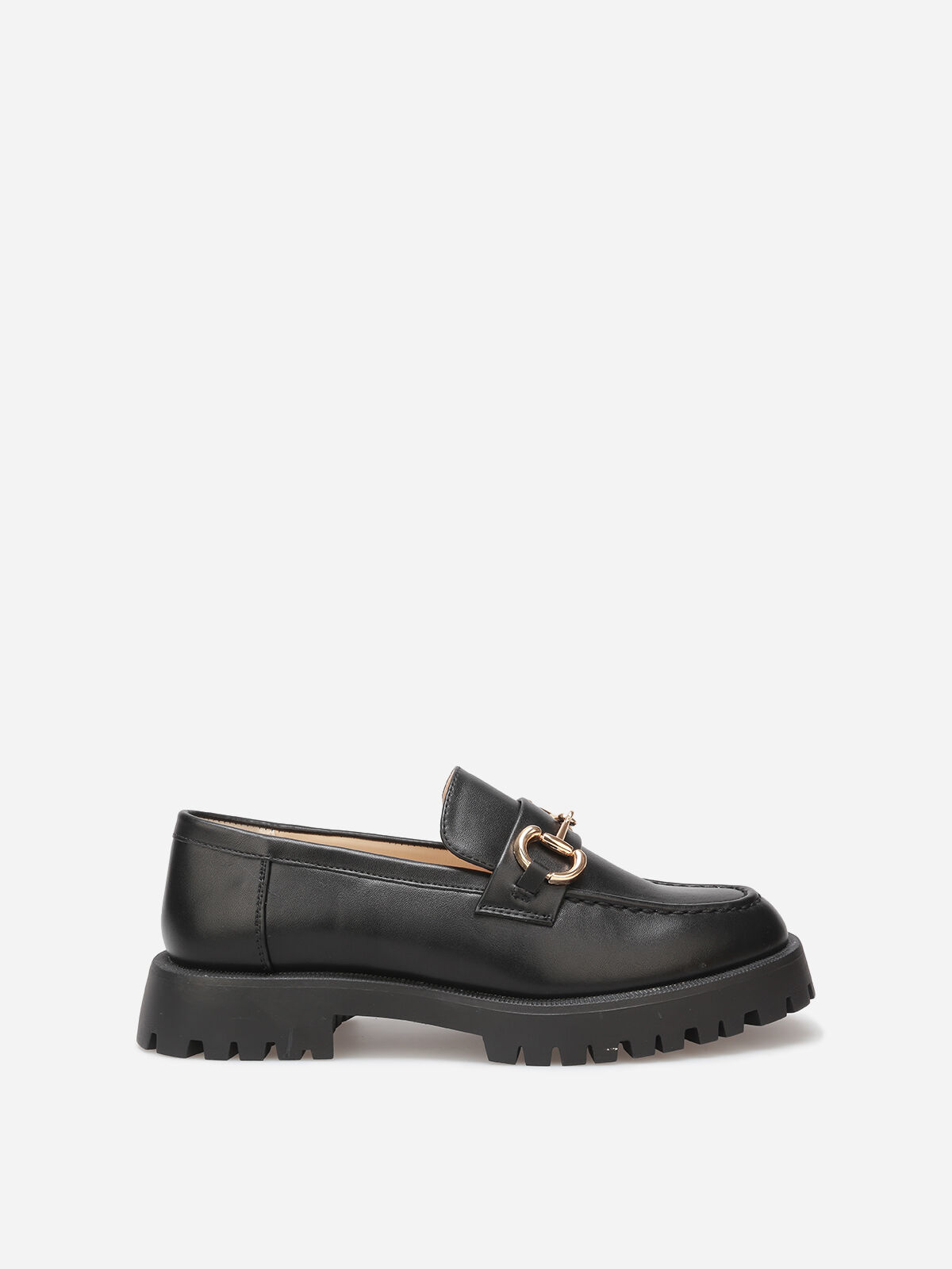 Mocassins à semelle crantée et mors doré- Noir