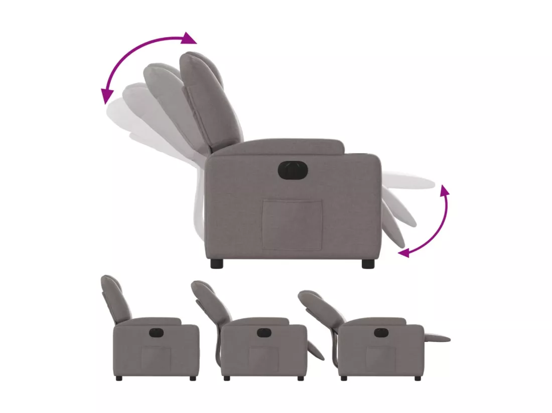 Fauteuil inclinable électrique Taupe Tissu
