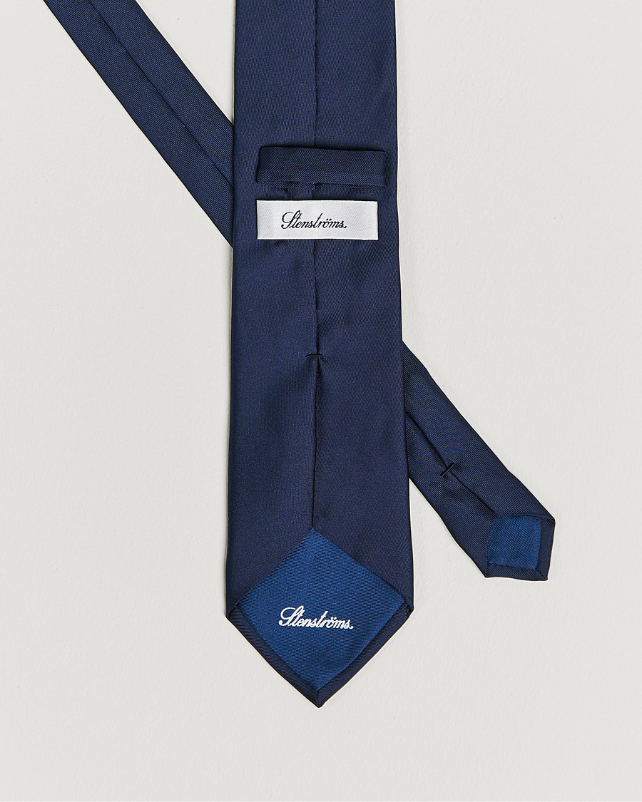 Stenströms Silk Tie Plain Navy