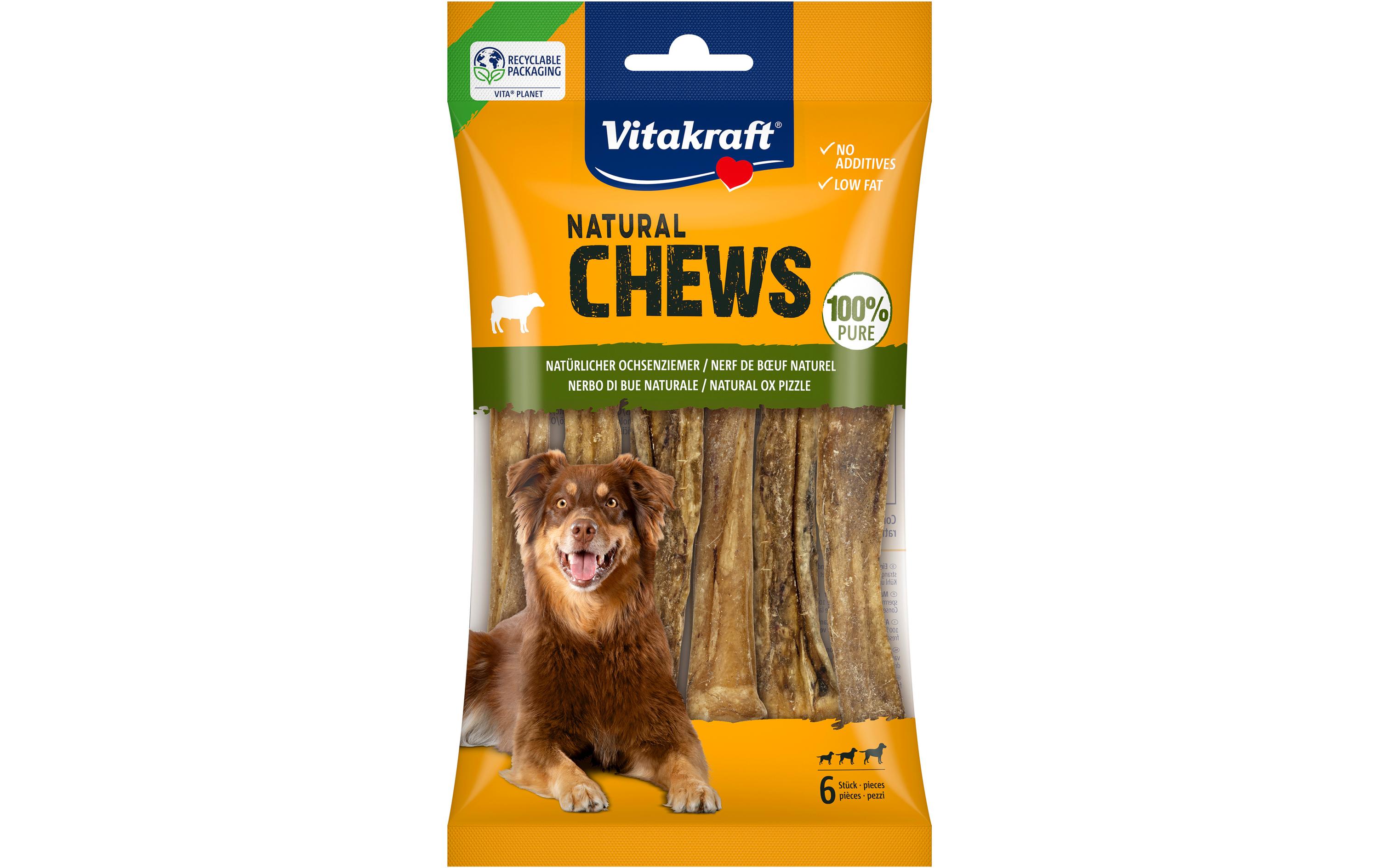Kausnack Chews pure Ochsenziemer geschnitten 6 StückKauspass für Hunde