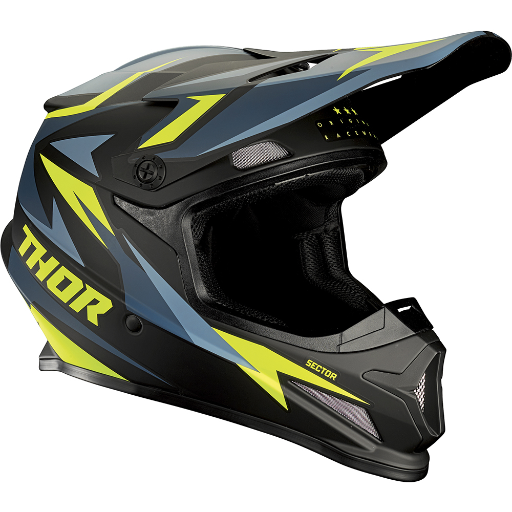 Thor Motocross - Casque Sector Warship Noir / Bleu / Jaune