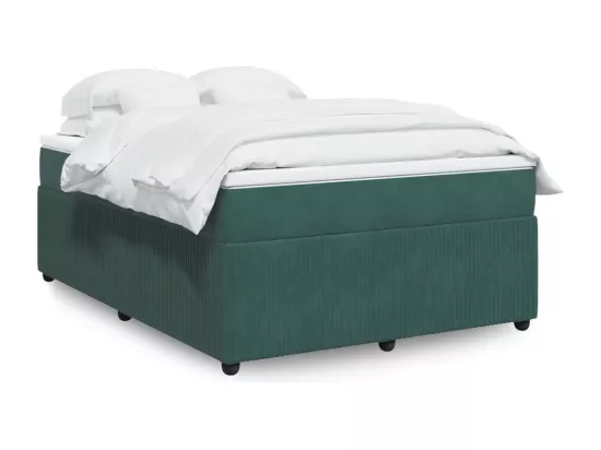 Sommier à lattes de lit et matelas Vert foncé 160x200cm Velours