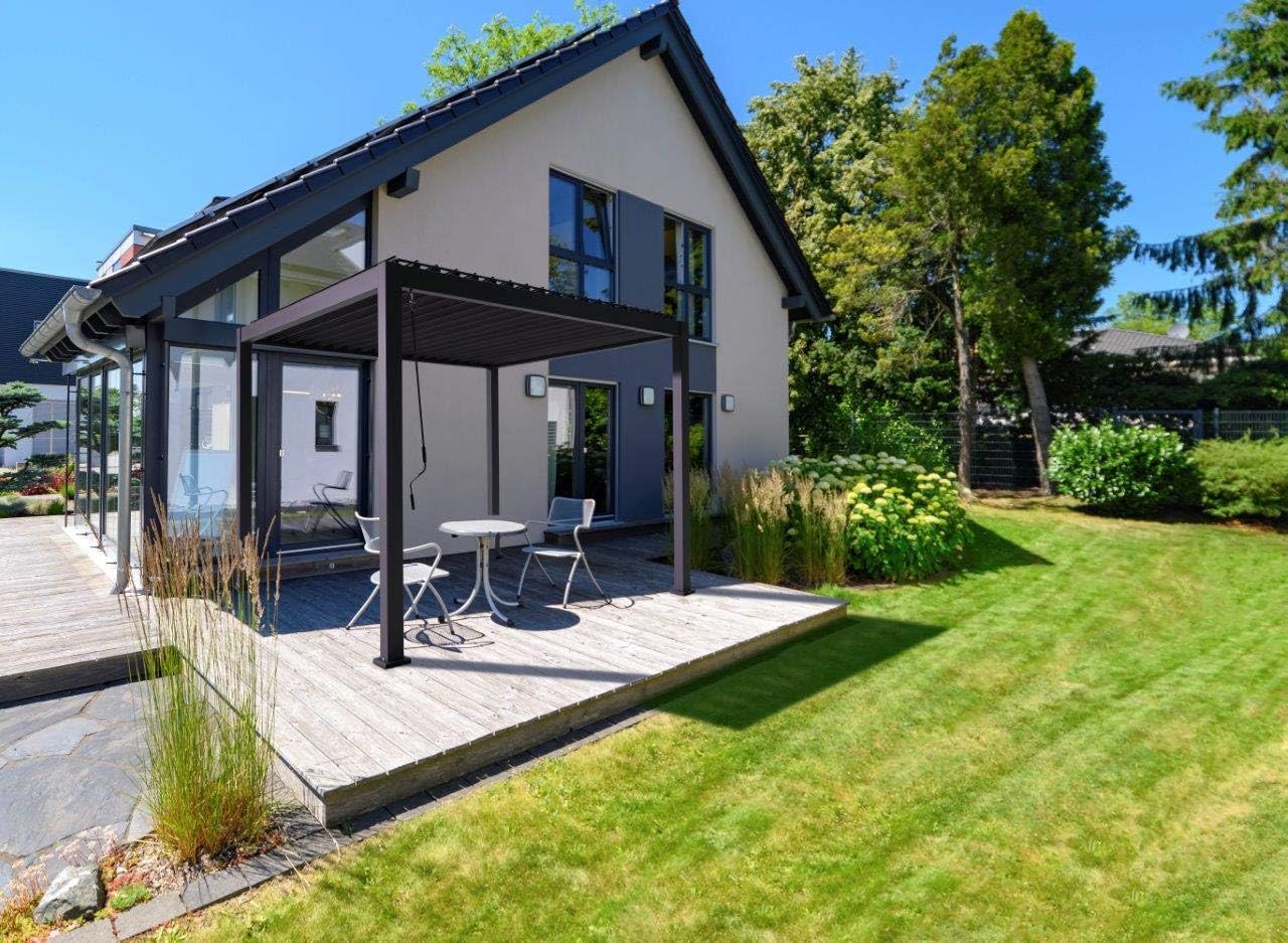 Green Spirit Lamellendach Pergola Mirador Classic 3x3 - Anthrazit, Aluminium, 300x300x250 cm - Lamellen Pavillon, Garten Terrassen Überdachung