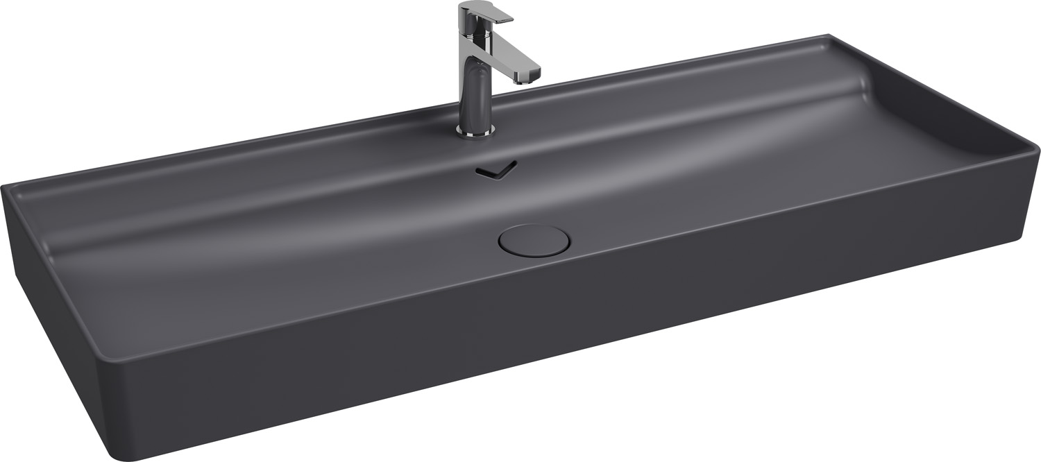 Isvea Vea opbouw wastafel met kraangat 120cm antraciet