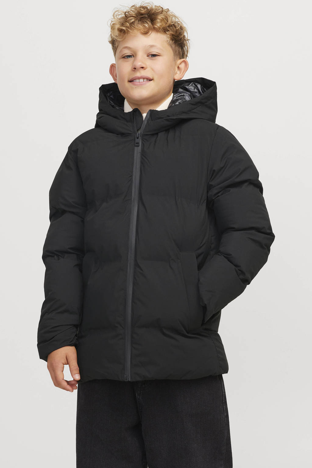 JACK & JONES gewatteerde winterjas JJPAYNE zwart