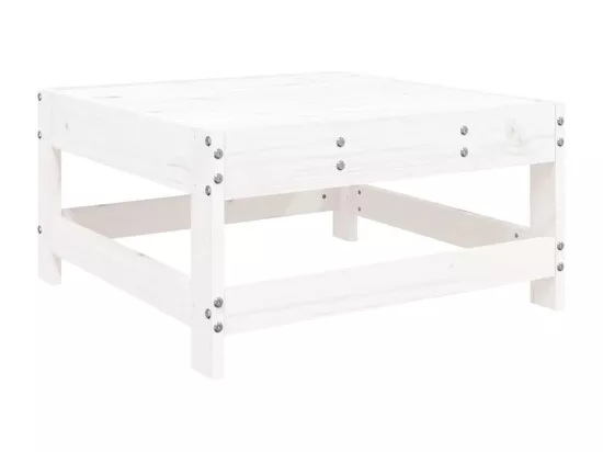 Repose-pied de jardin avec coussin blanc bois de pin massif