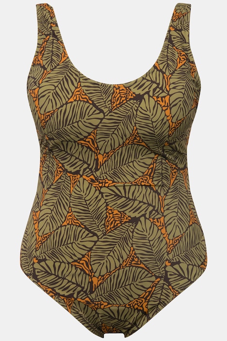 Badeanzug, Softcups, Blätterprint