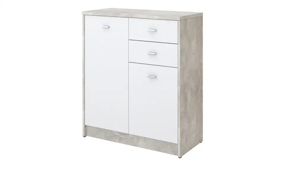 Kommode Ravenna Betonoptik, Weiß 74 cm 85,4 cm mit Schubladen