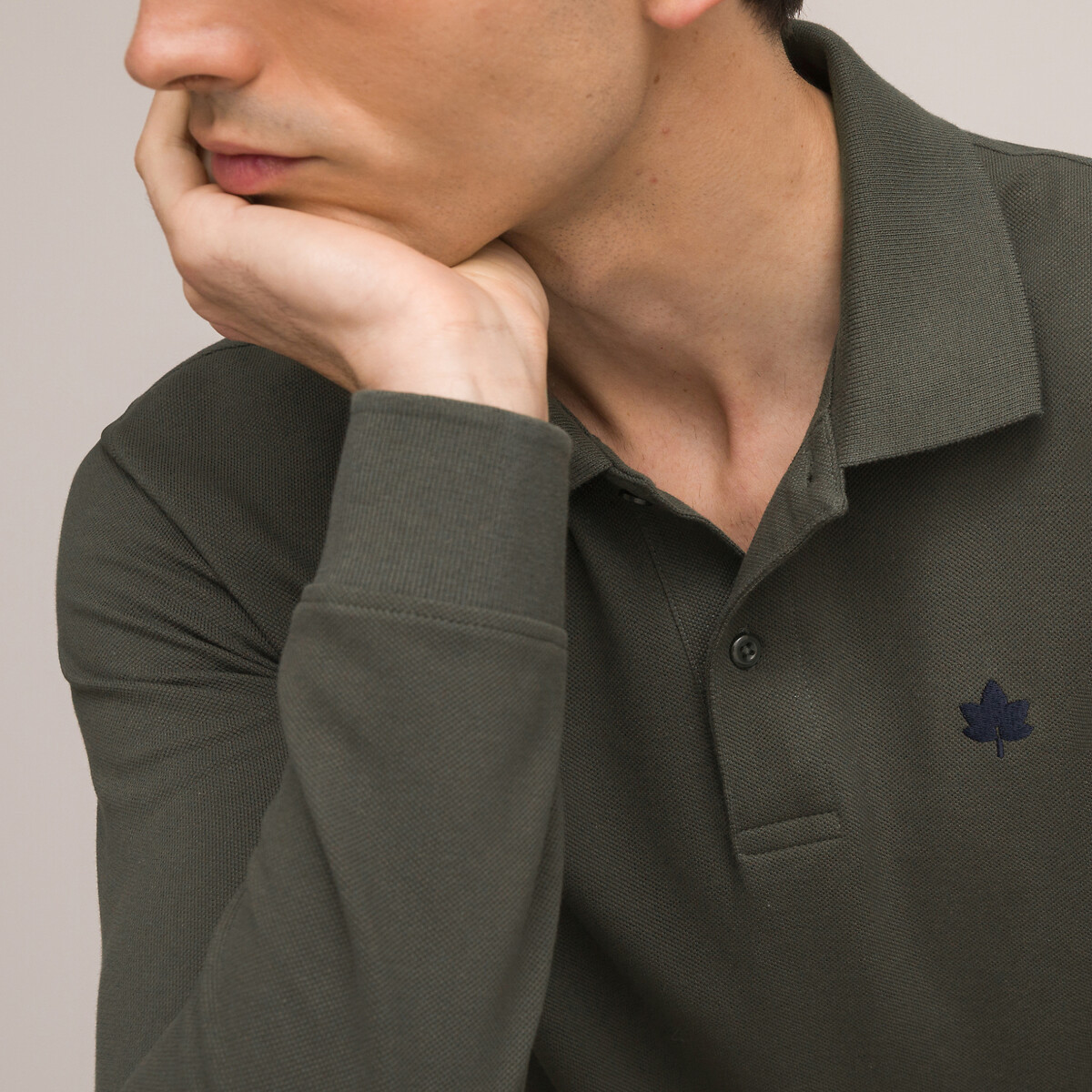 COLEÇÕES LA REDOUTE<br>Camisa polo de manga comprida em puro algodão orgânico