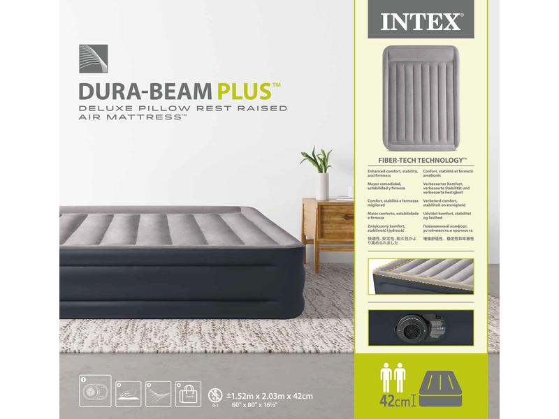 Intex Luftbett DuraBeam  Deluxe Queen, 152 x 203 x 42 cm Luftmatratze mit integrierter Pumpe