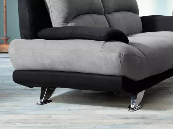 Canapé 3 places en microfibre MUSKO - Bicolore gris et noir