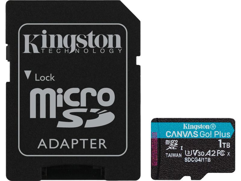 Kingston microSDXC-Karte Canvas Go! Plus 1000 GB SD-Karte UHS-I U3, 200 MB/s / 160 MB/s, ‎Klasse 10