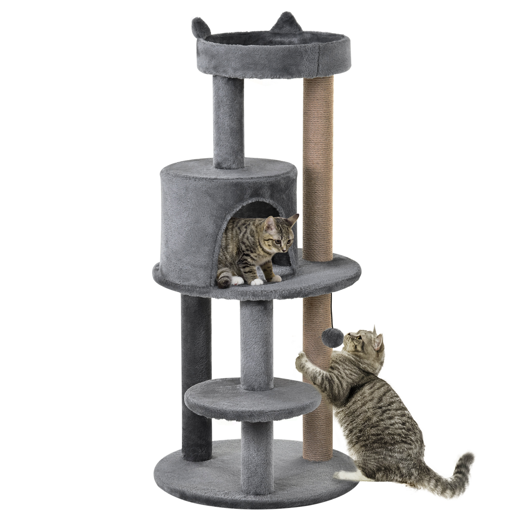 Árvore para gatos PawHut cinza