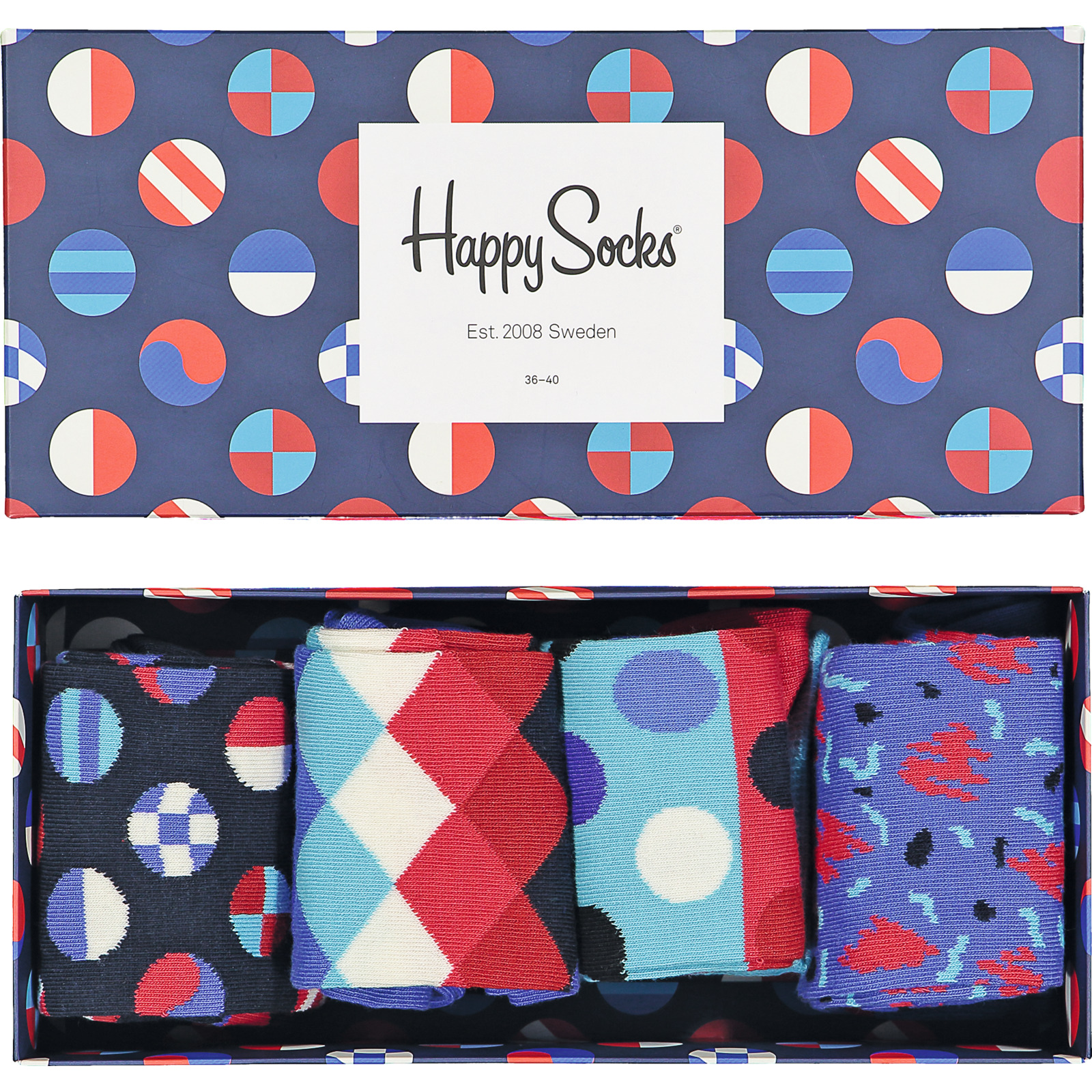 Happy Socks 4er Pack 36-40, blau