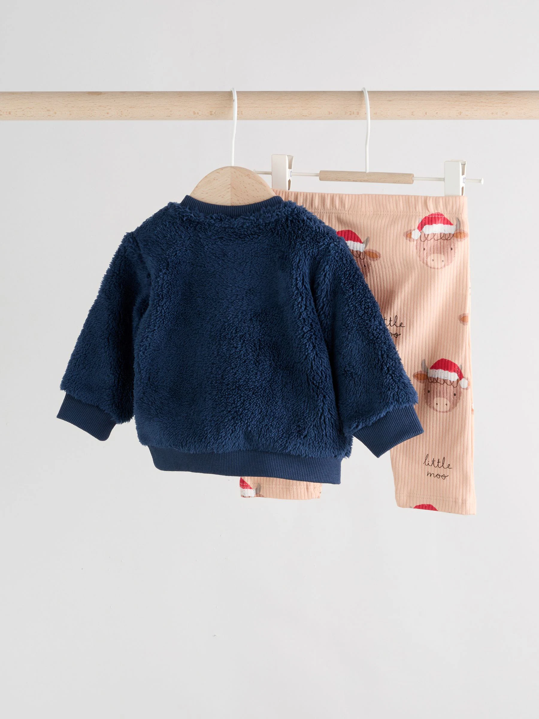 Navy Kerstmis Hamish - Babyset van fleece top en legging (0mnd-3jr)