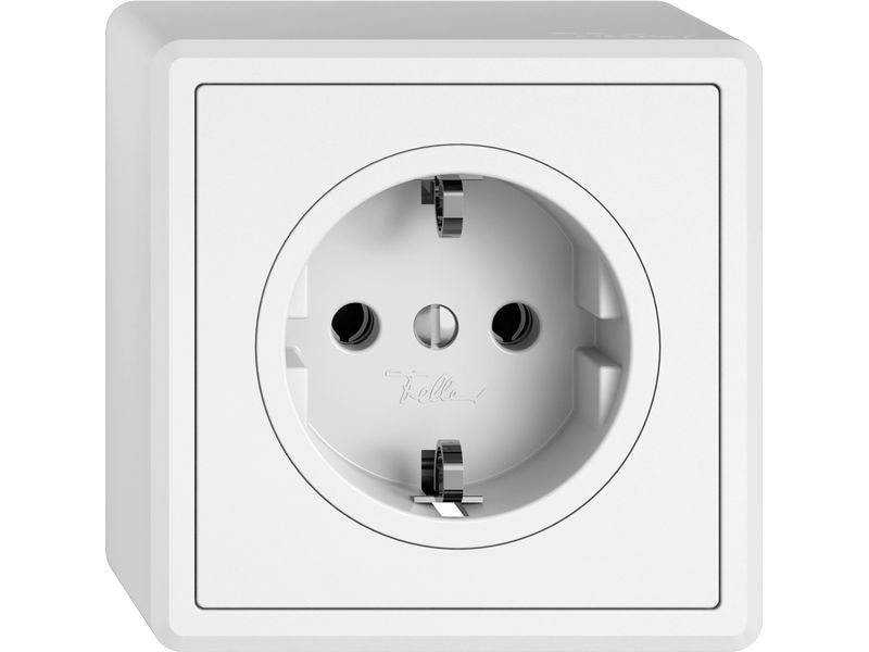 Feller EDIZIOliv AP-Steckdose 1 x Schuko, Weiss Komplettset mit Steckklemmen Snapfix